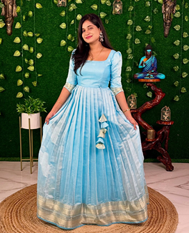 PASTEL COTTON MAXI  - BLUE